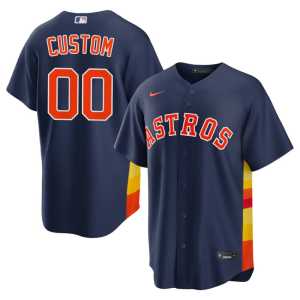 Houston Astros Custom Navy #00 Mens Popular Jersey 798059-765 - Image 1