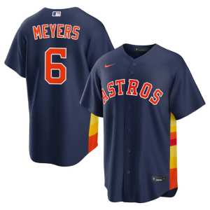 The Astros Navy #6 Replica Men's Jake Meyers Jerseys 361791-986 - Image 1