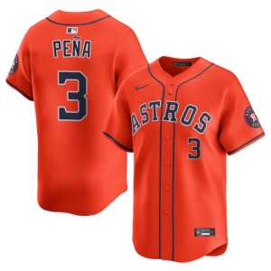 MLB #3 Jeremy Pena Orange Astros Mens Jersey 169945-872 - Image 1