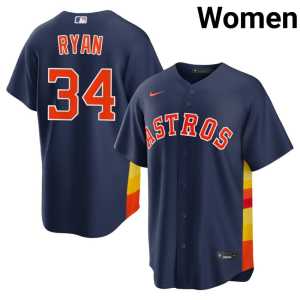 Limited Houston 'Stros Navy Womens #34 Nolan Ryan Jerseys 915493-612 - Image 1