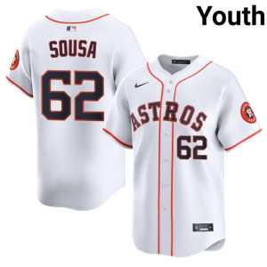 Youth Bennett Sousa #62 Houston Astronauts White Stitched Jersey 828696-938 - Image 1